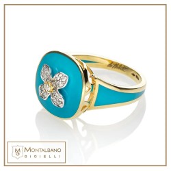 Anello Allegra smalto con fiore 18 kt